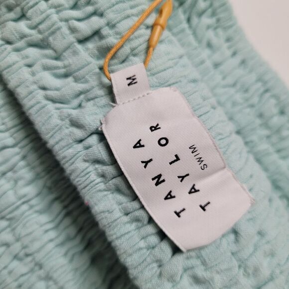 $245 TANYA TAYLOR smocked peasant puff green dot long sleeve top MEDIUM M NWT - Picture 6 of 13